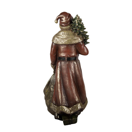 Clayre & Eef | Kerstdecoratie Kerstman Rood Goudkleurig 24x17x47 cm | 6PR5590
