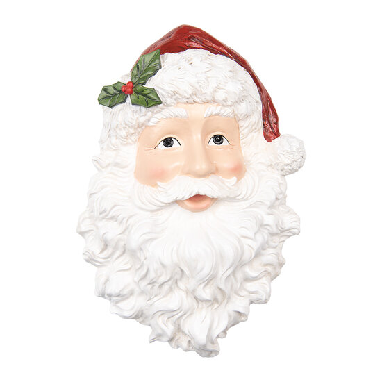 Clayre & Eef | Wanddecoratie Kerstman Wit Rood 32x9x45 cm | 6PR5690