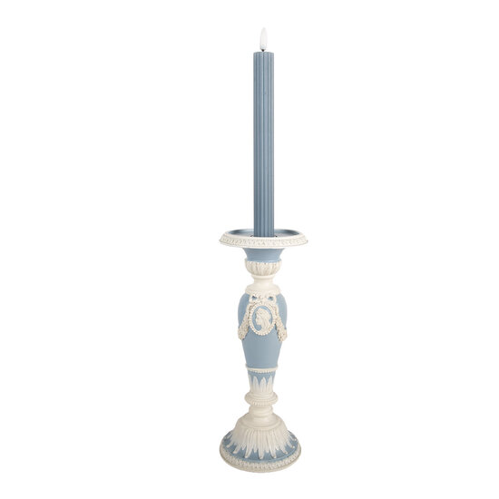 Clayre & Eef | Kandelaar Wit Blauw ø 10x27 cm | 6PR5801