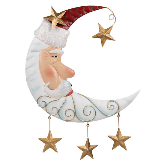 Clayre & Eef | Wanddecoratie Kerstman Wit Rood 41x3x53 cm | 6Y5810