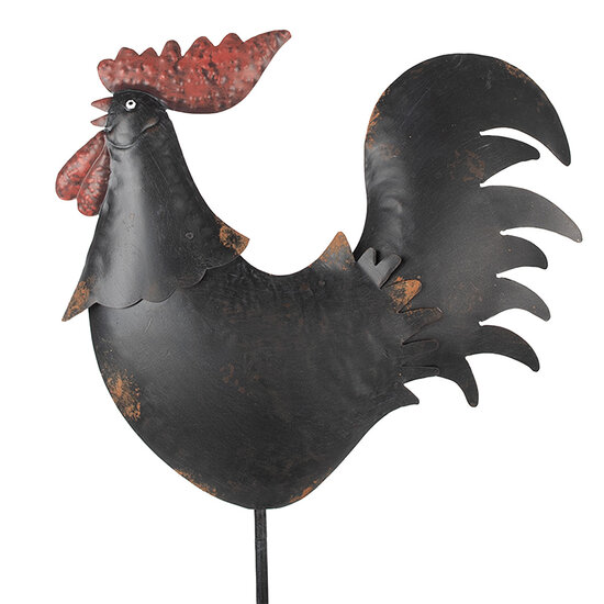 Clayre & Eef | Decoratie Haan Zwart Rood 33x12x64 cm | 6Y5845