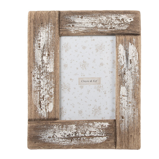Clayre & Eef | Fotolijst Bruin Wit 21x2x26 cm / 13x18 cm | 2F1297