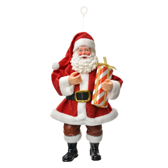 Clayre & Eef | Kerstdecoratie Hanger Kerstman Rood Wit 10x6x17 cm | 66245