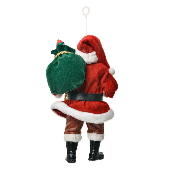 Clayre & Eef | Kerstdecoratie Hanger Kerstman Rood Wit 10x6x17 cm | 66246