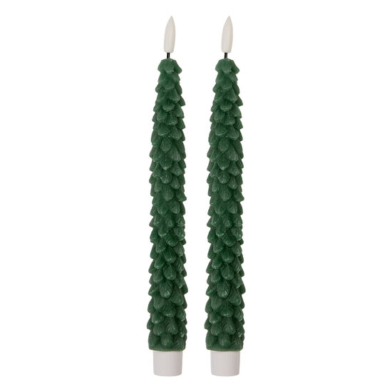 Clayre & Eef | Kaars met LED set van 2 Groen ø 3x25 cm / 2xAAA | 6CA0001DGR