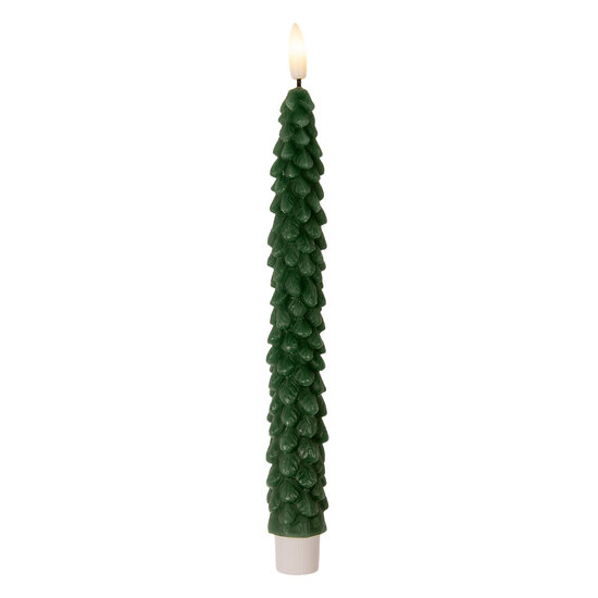 Clayre & Eef | Kaars met LED set van 2 Groen ø 3x25 cm / 2xAAA | 6CA0001DGR