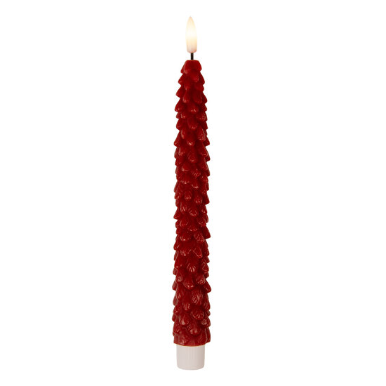 Clayre & Eef | Kaars met LED set van 2 Rood ø 3x25 cm / 2xAAA | 6CA0001R