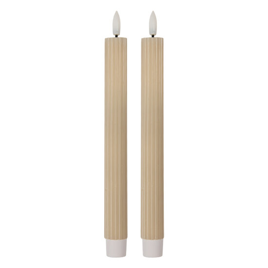 Clayre & Eef | Kaars met LED set van 2 Beige ø 2x25 cm / 2xAAA | 6CA0002BE