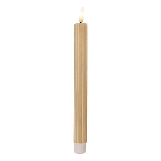 Clayre & Eef | Kaars met LED set van 2 Beige ø 2x25 cm / 2xAAA | 6CA0002BE