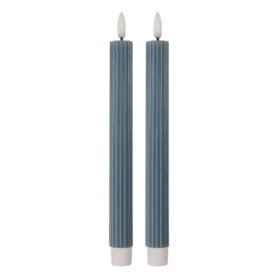 Clayre & Eef | Kaars met LED set van 2 Blauw ø 2x25 cm / 2xAAA | 6CA0002BL