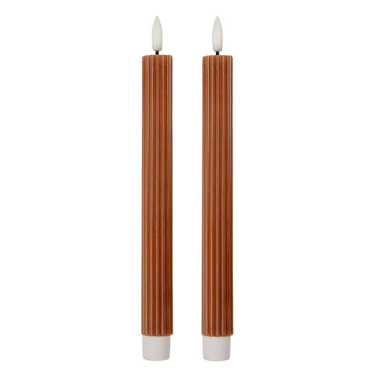 Clayre & Eef | Kaars met LED set van 2 Bruin ø 2x25 cm / 2xAAA | 6CA0002CH