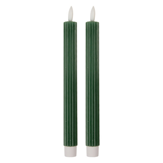 Clayre & Eef | Kaars met LED set van 2 Groen ø 2x25 cm / 2xAAA | 6CA0002DGR
