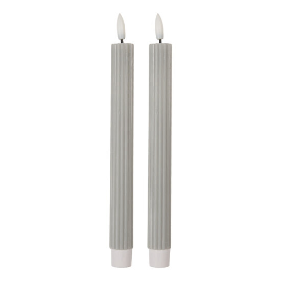 Clayre & Eef | Kaars met LED set van 2 Grijs ø 2x25 cm / 2xAAA | 6CA0002G