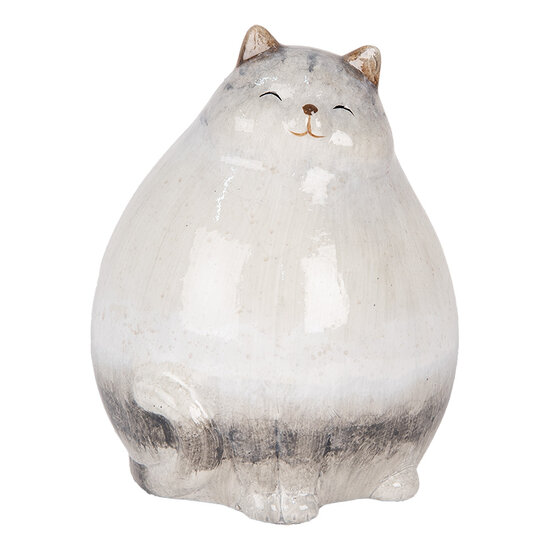 Clayre & Eef | Decoratie beeld Kat Grijs 14x13x18 cm | 6CE2131