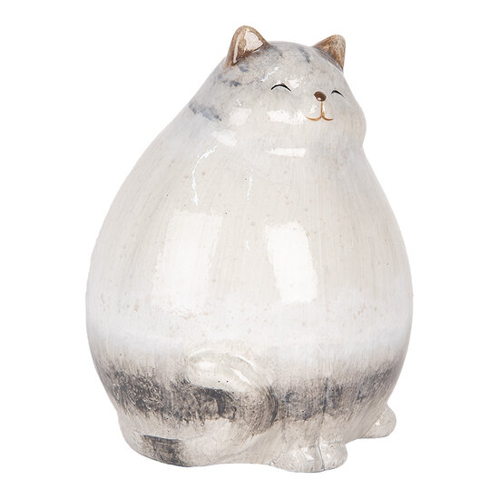 Clayre & Eef | Decoratie beeld Kat Grijs 14x13x18 cm | 6CE2131