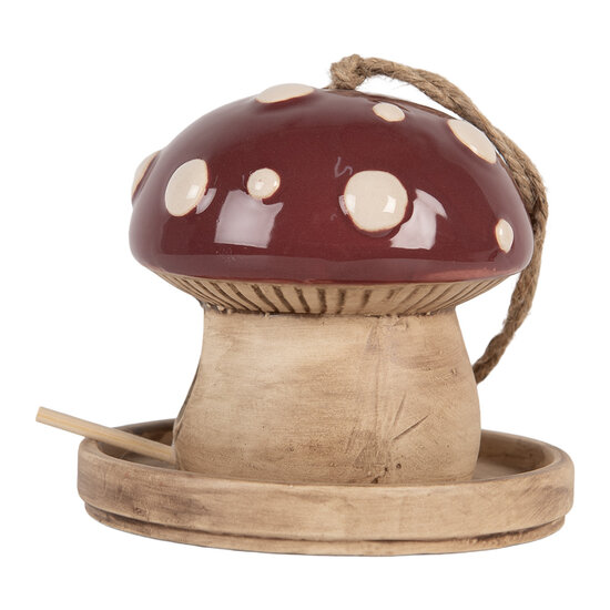 Clayre & Eef | Vogelhuis Beige Rood ø 13x13 cm | 6CE2319
