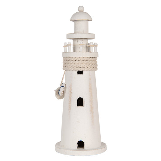 Clayre & Eef | Decoratie Vuurtoren Wit ø 10x30 cm | 6H2409