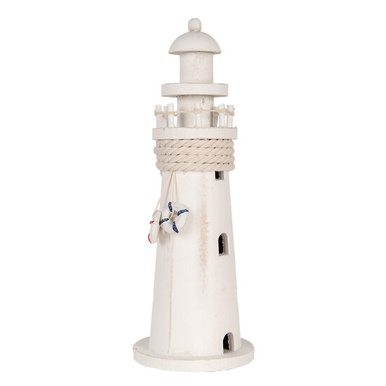 Clayre & Eef | Decoratie Vuurtoren Wit ø 10x30 cm | 6H2409