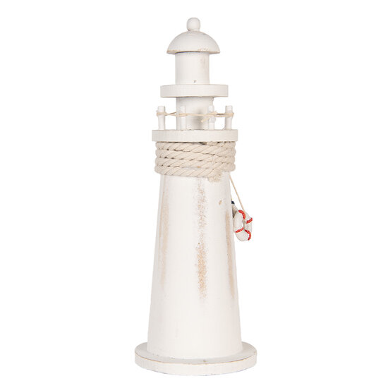 Clayre & Eef | Decoratie Vuurtoren Wit ø 10x30 cm | 6H2409