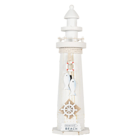 Clayre &amp; Eef   | Decoratie Vuurtoren Wit &oslash; 10x32 cm | 6H2413