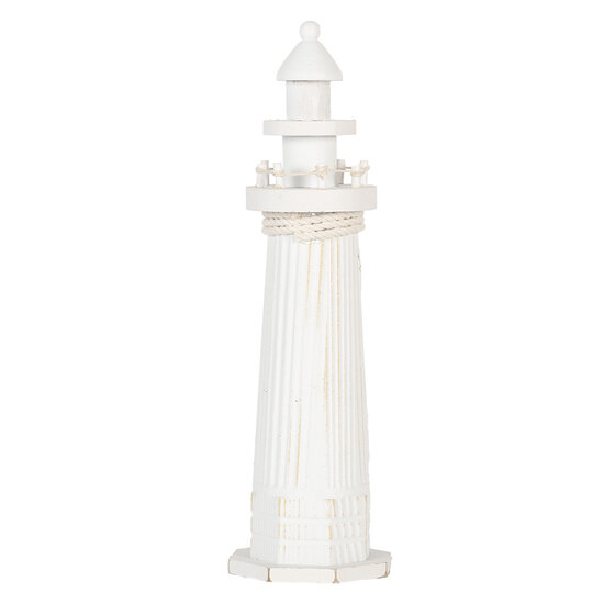 Clayre &amp; Eef   | Decoratie Vuurtoren Wit &oslash; 10x32 cm | 6H2413