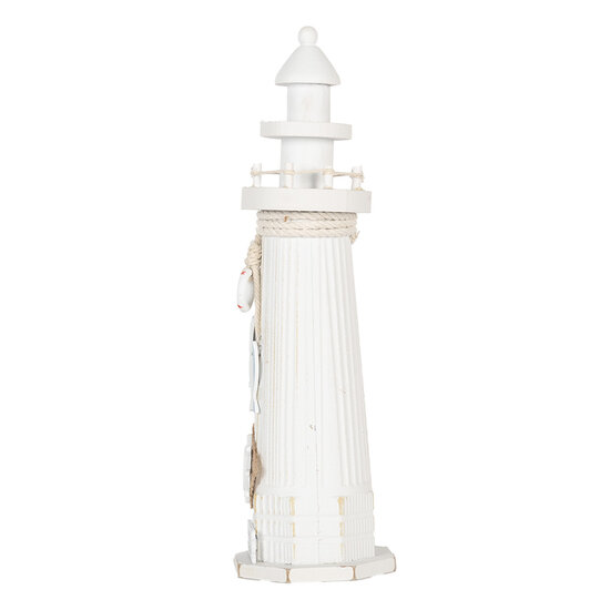 Clayre &amp; Eef   | Decoratie Vuurtoren Wit &oslash; 10x32 cm | 6H2413
