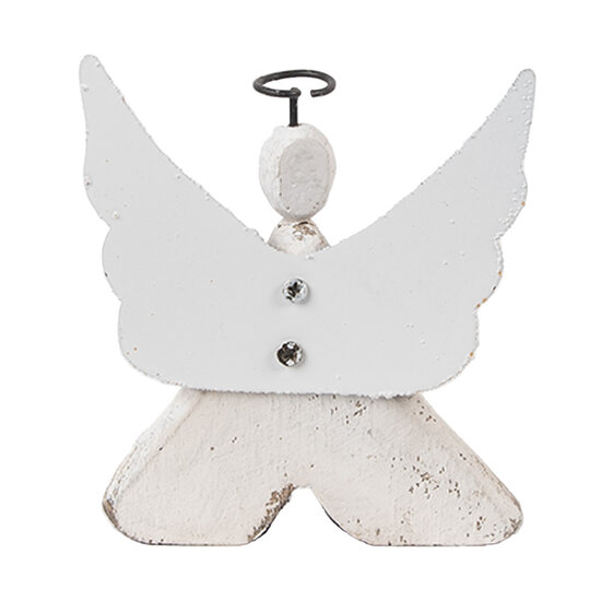Clayre & Eef | Kerstdecoratie Engel Wit Bruin 8x3x9 cm | 6H2416S