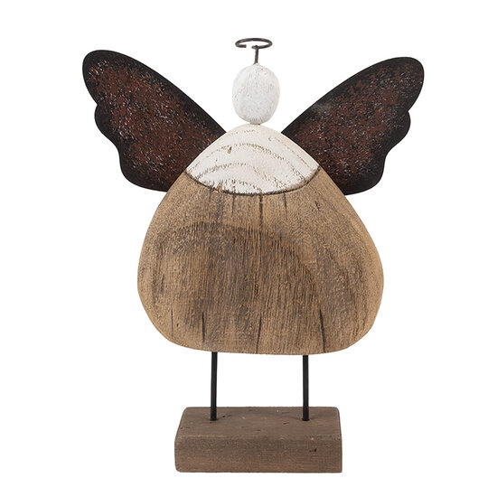 Clayre & Eef | Kerstdecoratie Engel Bruin Wit 13x5x19 cm | 6H2417M