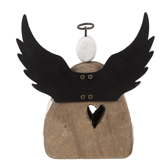 Clayre & Eef | Kerstdecoratie Engel Wit Bruin 13x5x14 cm | 6H2419M