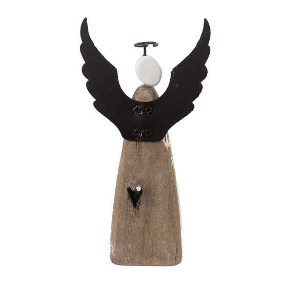 Clayre & Eef | Kerstdecoratie Engel Wit Bruin 9x4x18 cm | 6H2420M