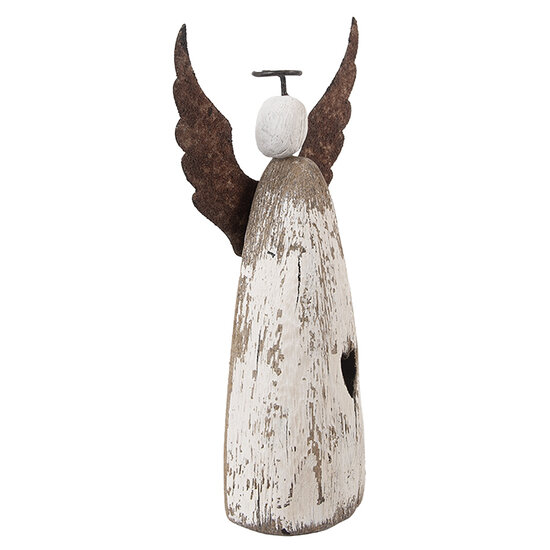 Clayre & Eef | Kerstdecoratie Engel Wit Bruin 9x4x18 cm | 6H2420M