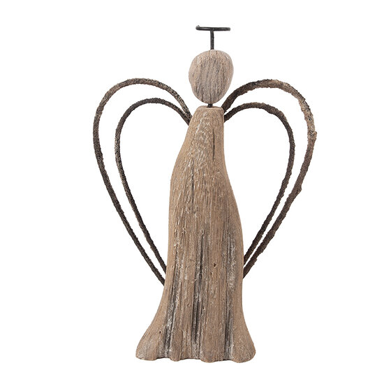 Clayre & Eef | Kerstdecoratie Engel Bruin 12x3x18 cm | 6H2421M