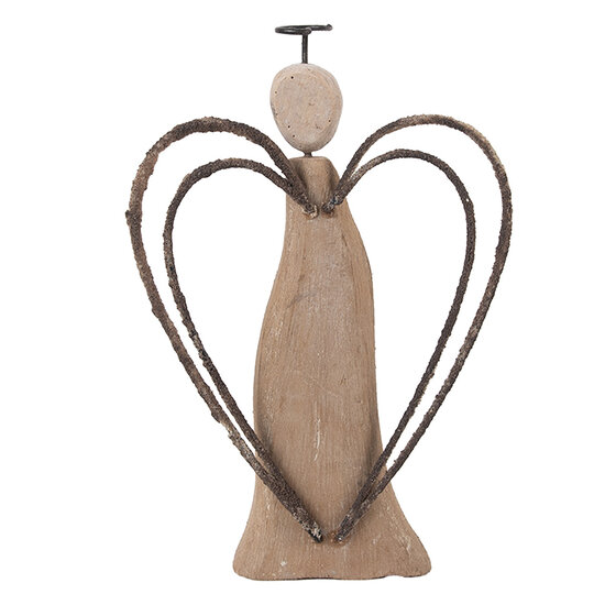 Clayre & Eef | Kerstdecoratie Engel Bruin 12x3x18 cm | 6H2421M