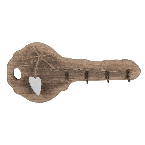 Clayre & Eef | Sleutelrekje Bruin Wit 30x4x14 cm | 6H2430