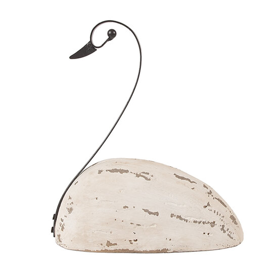 Clayre & Eef | Decoratie Zwaan Wit Bruin 17x8x19 cm | 6H2433M