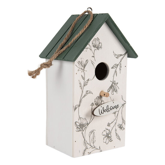 Clayre & Eef | Vogelhuis Wit Groen 15x10x22 cm | 6H2440