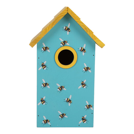 Clayre & Eef | Vogelhuis Blauw Geel 15x10x22 cm | 6H2444