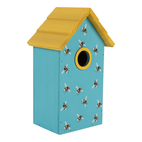 Clayre & Eef | Vogelhuis Blauw Geel 15x10x22 cm | 6H2444