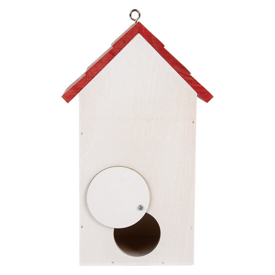 Clayre & Eef | Vogelhuis Wit Rood 15x10x22 cm | 6H2446