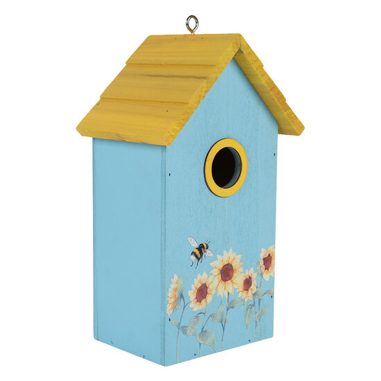 Clayre & Eef | Vogelhuis Blauw Geel 15x10x22 cm | 6H2448