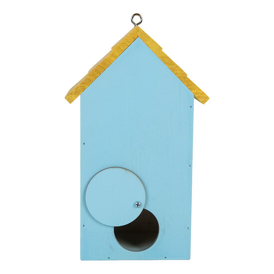 Clayre & Eef | Vogelhuis Blauw Geel 15x10x22 cm | 6H2448