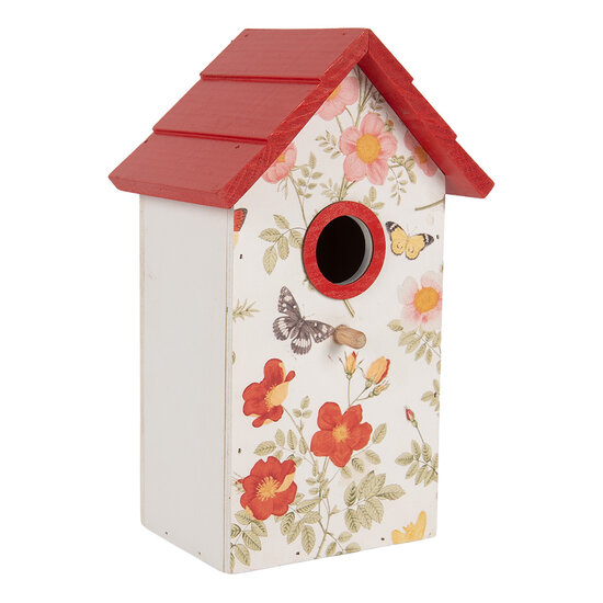 Clayre &amp; Eef   | Vogelhuis Wit Rood 15x10x22 cm | 6H2450