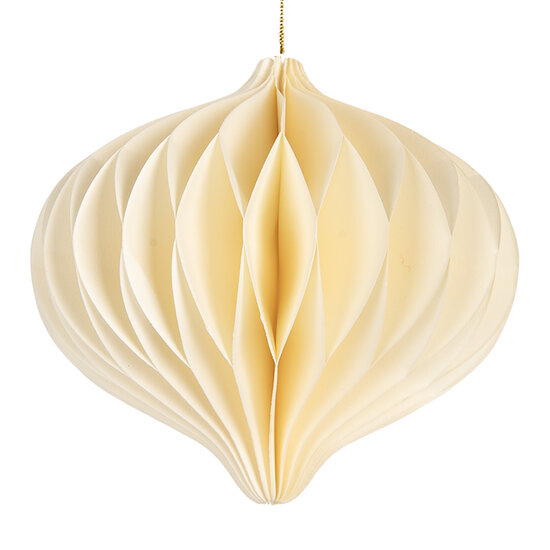 Clayre & Eef | Kerstdecoratie Papieren Kerstbal Beige ø 11x10 cm | 6PA0517