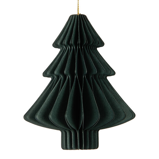 Clayre & Eef | Kerstdecoratie Papieren Kerstbal Groen ø 9x10 cm | 6PA0519