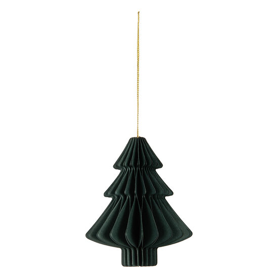 Clayre & Eef | Kerstdecoratie Papieren Kerstbal Groen ø 9x10 cm | 6PA0519