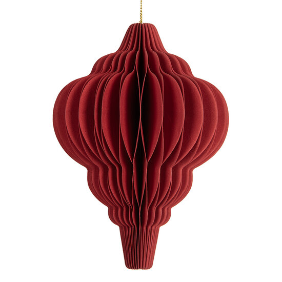 Clayre & Eef | Kerstdecoratie Papieren Kerstbal Rood ø 9x12 cm | 6PA0520