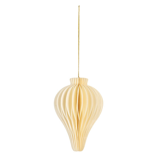 Clayre & Eef | Kerstdecoratie Papieren Kerstbal Beige ø 8x10 cm | 6PA0522