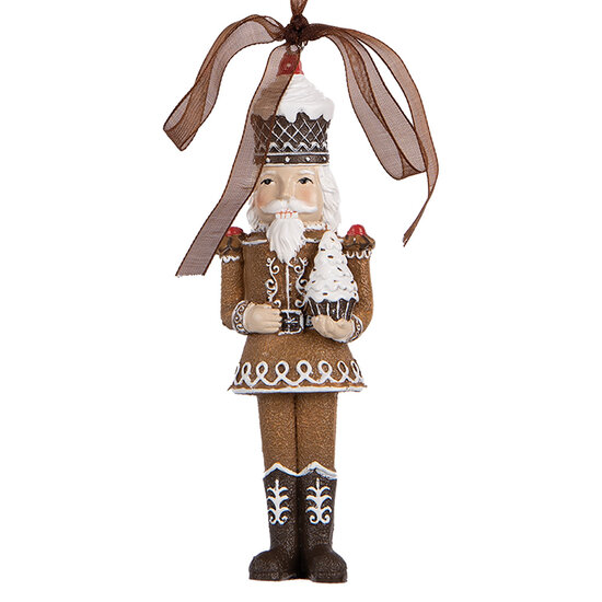 Clayre & Eef | Decoratie Hanger Notenkraker Bruin Wit 4x2x13 cm | 6PR5390