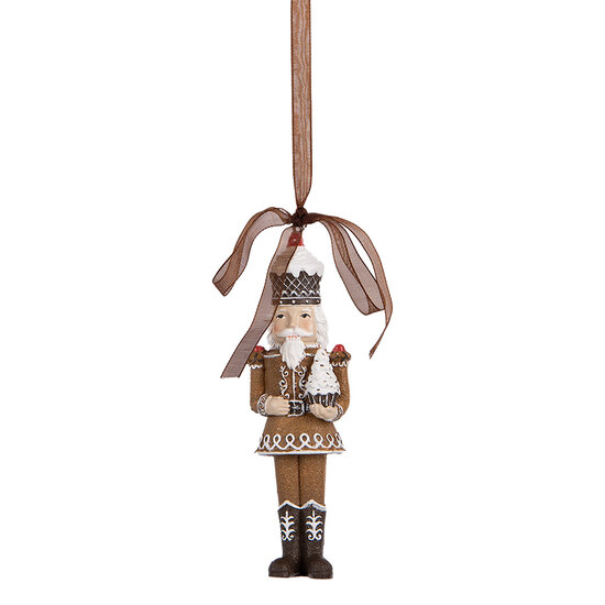 Clayre & Eef | Decoratie Hanger Notenkraker Bruin Wit 4x2x13 cm | 6PR5390