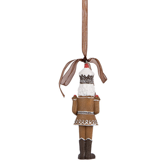Clayre & Eef | Decoratie Hanger Notenkraker Bruin Wit 4x2x13 cm | 6PR5390